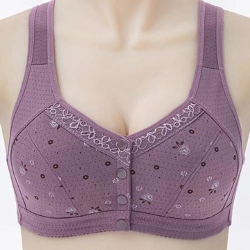 媽媽內衣文胸中年婦女老年人女背心式前扣大碼50歲無鋼圈棉布胸罩