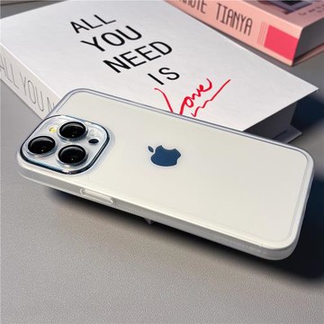 15高級感帶鏡頭膜一體殼適用iphone16透明純色15promax手機殼11/12promax透明14全包小眾網紅男女13防摔軟殼