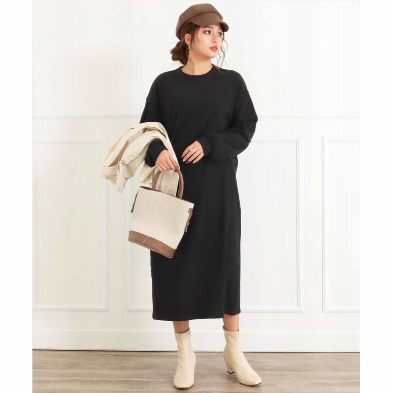 アナップ 起毛リブロングワンピース レディース ブラック Onesize Anap 通販 Lineポイント最大get Lineショッピング