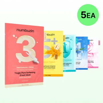 numbuzin No.1-5 Sheet Mask (5 Sheets) [Choose 1]