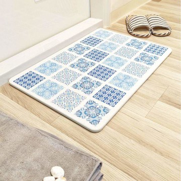 混搭鄉村_超厚切水洗式花磚珪藻土地墊(M+號)