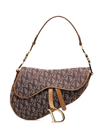 Christian Dior - pre-owned Oblique Saddle shoulder bag - women - Canvas/Calf Leather - One Size - Red