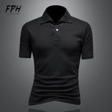 (免運)polo衫男短袖夏季薄款t恤立體一字領潮流休閑商務時尚古巴領體恤