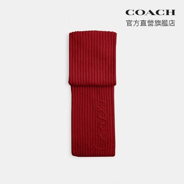 【COACH】COACH文字圖案針織圍巾-紅色(CCT71)｜官方直營