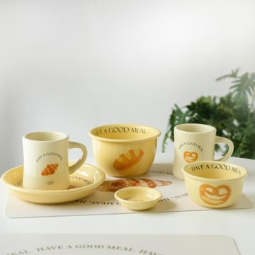 【夢田良品】ins面包可頌系列餐具奶油可愛治愈餐盤碗馬克杯