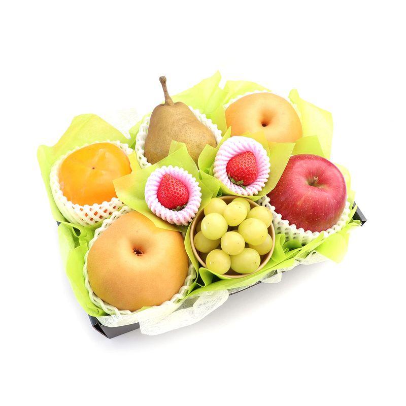フルーツマイスター厳選 旬のフルーツギフトＡ 完熟極甘アオキプレミアムシャイン 1カップ いちご 2粒 りんご 1個 柿 1個 洋梨 1個
