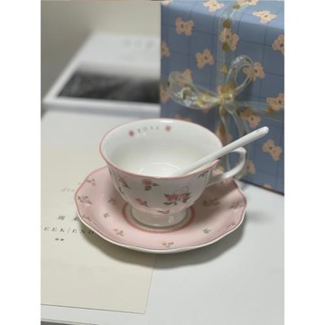 兔子伴手禮杯子生日禮物女生實用禮品杯高顏值咖啡杯碟新年禮盒裝