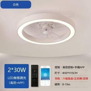超薄吊扇燈 臥室吸頂風扇 可遙控電風扇燈 六檔風速調節 三色燈光