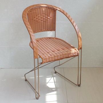 藤椅子鋼筋編織鐵藝夏季桌椅陽臺客廳戶外休閑電腦辦公單人靠背椅