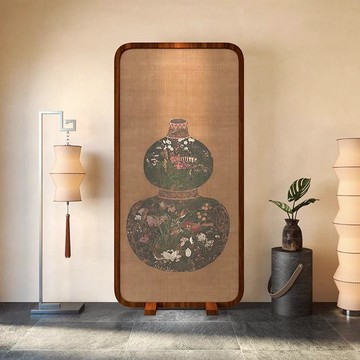台灣公司貨 免運/支持訂製/包安裝 聚財葫蘆入戶屏風隔斷客廳裝飾移動小戶型遮擋裝飾實木座屏 屏風 玄關 隔斷 裝飾 可移動屏風 辦公屏風 家居屏風 折疊屏風 快速出貨D