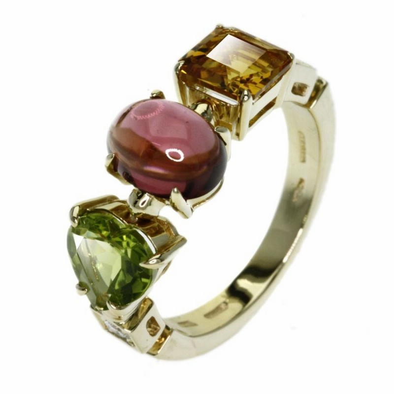 BVLGARI ブルガリ アレグラ ピンクトルマリン シトリン ペリドット リング・指輪 K18イエローゴールド レディース 中古 通販  LINEポイント最大0.5%GET LINEショッピング