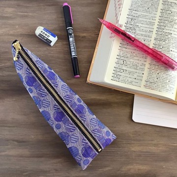 【泡泡】畳緣 金字塔造型 筆袋 紫色 水玉 圓點