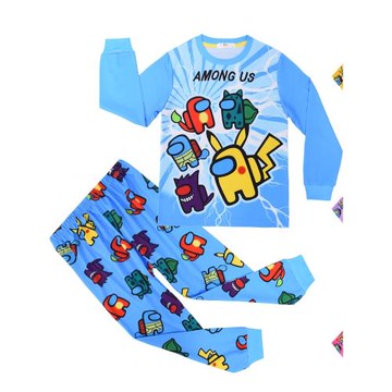 2025跨境貨源Among us太空狼人殺中大童家居服套裝長袖兩件套睡衣