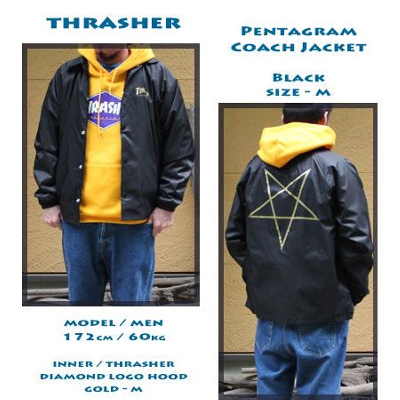 Thrasher スラッシャー コーチジャケット ペンタグラム ブラック 黒