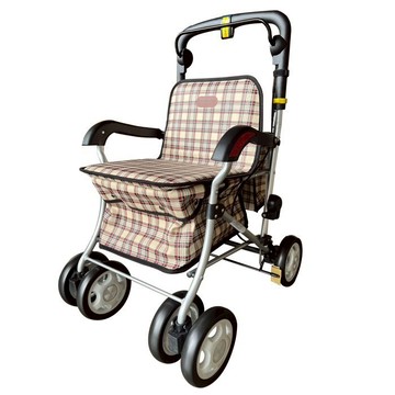 【海夫健康生活館】煞車可固定 360度旋轉前輪 收合站立 大座位熟齡購物助行車_3色任選1入