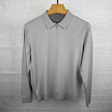 秋季新款羔端曰本面料圣半拉鏈長袖工藝針織T恤衫