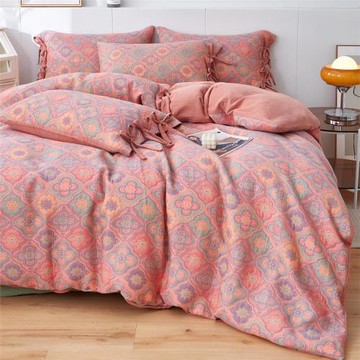 秋冬A類嬰幼兒裸睡三層紗床上四件套全棉100純棉高端親膚提花棉紗