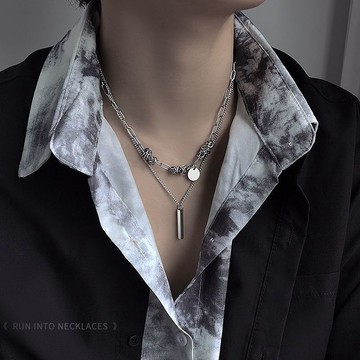 免運🔥項鍊男潮流輕奢小衆男士日系嘻哈吊墜飾品男生潮牌百搭配飾鎖骨鏈項鏈 安全扣 復古 飾品 鈦鋼 項鍊 嘻哈 頸鍊條