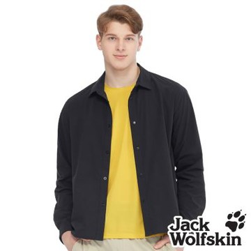 【Jack wolfskin 飛狼】男 帥氣素色長袖襯衫｜口袋機能款『黑』