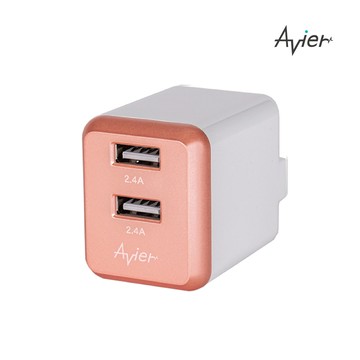 【官網限定】Avier COLOR MIX 4.8A 雙孔 USB 電源供應器 RG玫瑰金 / 24W / AVCW2A24RG