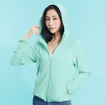 濕排透氣抗UV連帽外套(淺綠)-女