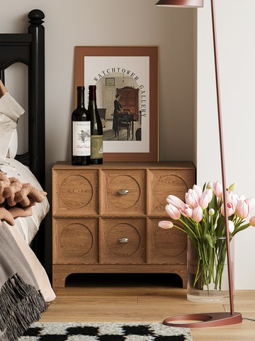 實木簡約中古風床頭櫃客廳原木藝術斗櫃臥室可移動床邊櫃110YJ 公司貨 快速寄出