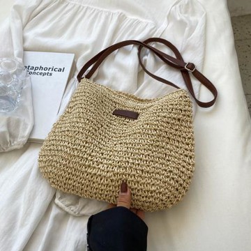 手工編織包包女2025新款草編包海邊沙灘包夏季百搭單肩斜挎水桶包
