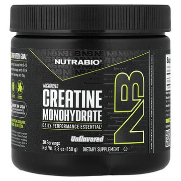 NutraBio, 表現，微粒化一水肌酸，5.3 盎司（150 克）