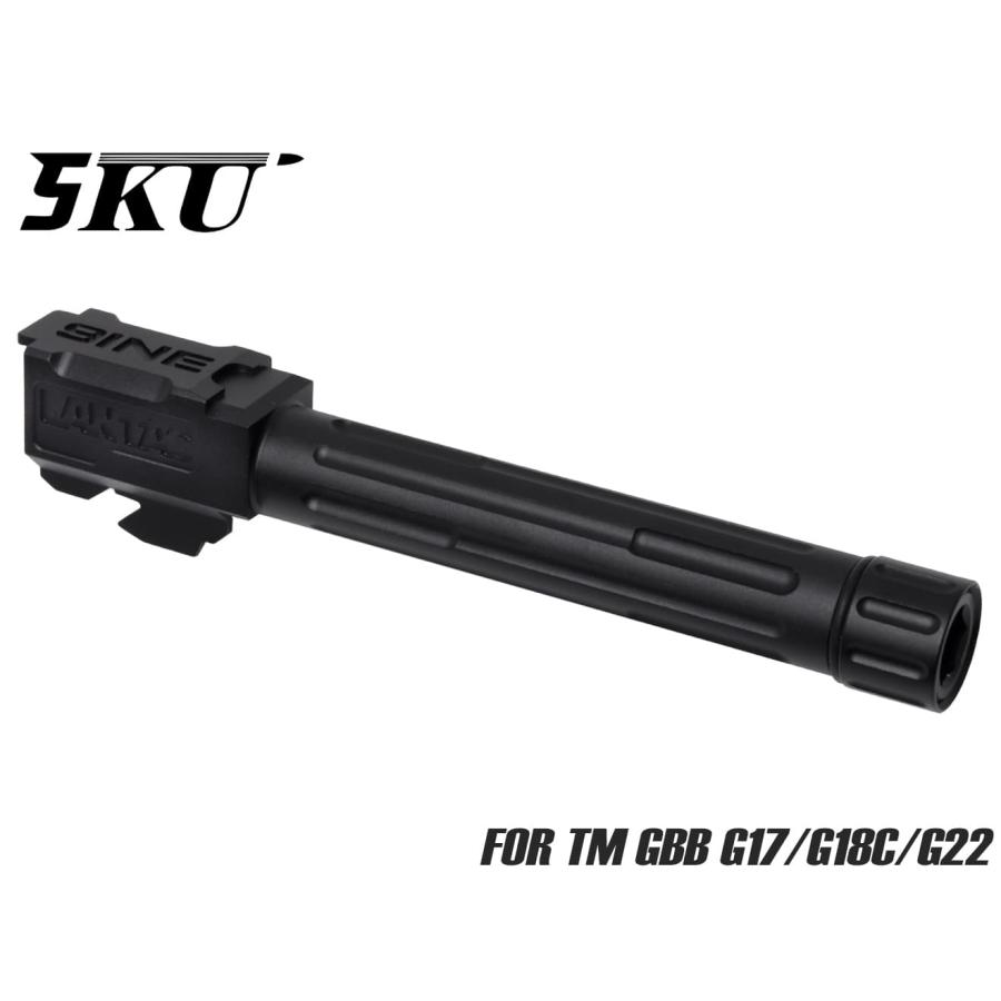 5KU-GBBR-002B　5KU Lantacタイプ 9INE アルミCNC スレッドアウターバレル CCW for TM G17 G18C G22 GB-449-BK