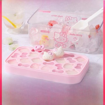 學廚 kitty卡通食品級硅膠按壓冰格冰塊模具家用冰箱制冰儲冰盒