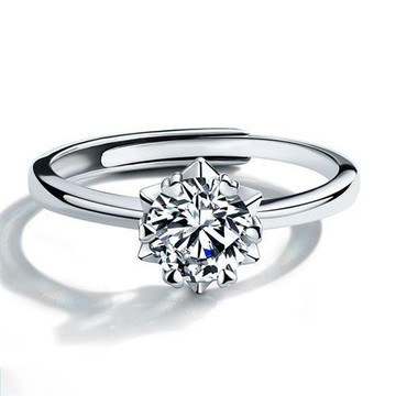 【米蘭精品】莫桑石戒指925純銀開口戒-1克拉星芒簡約單鑽女飾品74an39