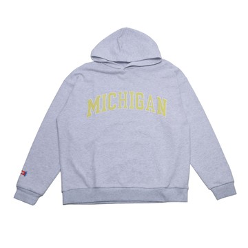 NCAA 帽T 淺灰 密西根LOGO 落肩 長袖 上衣 中性 7351105211