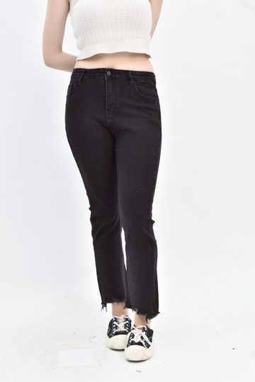 (S) jeans 黑色高腰牛仔長褲
