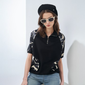 CLL巧玲瓏 藝術斑駁繭型拼接造型上衣 7133127