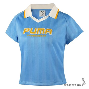 Puma 短袖上衣 女裝 短版Polo衫 王淨同款 藍【運動世界】63172657