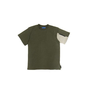 袖口袋撞色上衣-墨綠