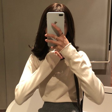 2021年新款皮草大衣風衣內搭半高領針織打底衫女秋冬洋氣中領上衣