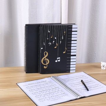鋼琴譜夾 樂隊歌曲譜樂譜夾鋼琴譜夾子透明插頁袋式學生資料冊文件夾黑色A4『XY14828』