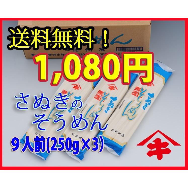 さぬきのそうめん　２５０ｇ（３人前）×３　代金引換不可　到着日指定不可　時間帯指定不可