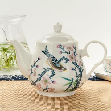 金嵐玉骨瓷中式茶壺大號小號單壺骨質瓷花茶壺泡茶壺小壺玉蘭壺