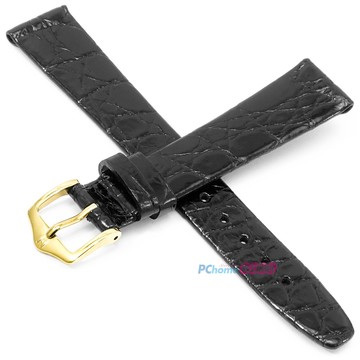 【海奕施 HIRSCH】鱷魚皮錶帶 Prestige L 黑色 附工具 02208050 鱗片紋理光滑