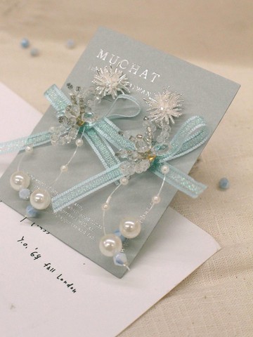 爆米花追劇人。(2way)MUCHAT手作煙花蝶結純銀針耳環