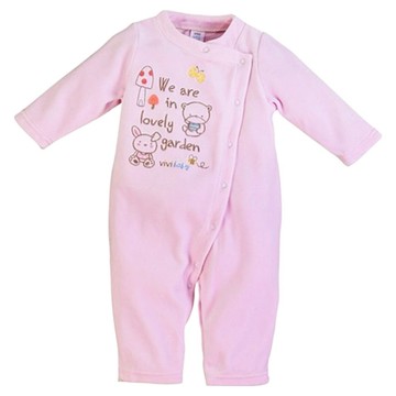 vivibaby 斜開絨毛連身衣  粉色  70cm
