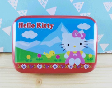 【震撼精品百貨】Hello Kitty 凱蒂貓~KITTY方鐵盒-紅郊遊