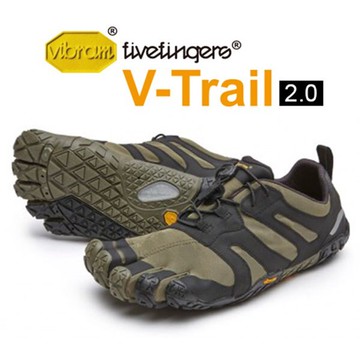 【Vibram Fivefingers VFF 義大利】V-Trail 2.0 五趾鞋 戶外越野跑鞋 男款 綠色 (19M7602)