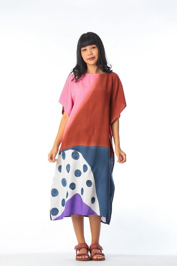 Hand Painted Cotton Rayon Kaftan for Summer Resort Vacation