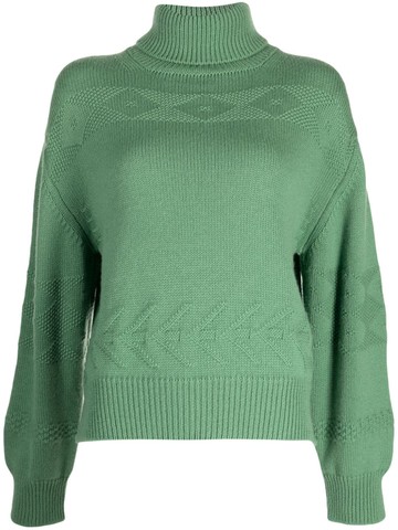 Pringle of Scotland - Guernsey roll-neck cashmere jumper - women - Cashmere - M - Green