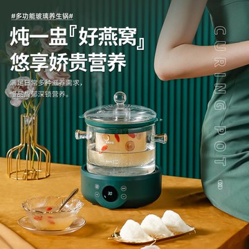110V美規全自動養生壺高硼硅玻璃壺家用燕窩機多功能煮茶壺隔水燉 99購物節