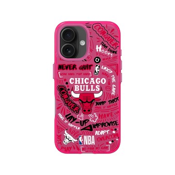 iPhone 16 Clear 粉漾桃 - NBA - 塗鴉系列-芝加哥公牛 Chicago Bulls - Graffiti