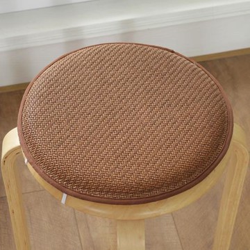 夏季藤席冰絲圓形椅子墊學生圓凳子套罩兒童海綿圓凳屁股墊圓涼墊